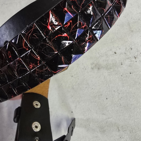 Vintage Black splatter Tile Belt - Picture 4 of 6